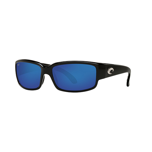 Caballito Shiny Black Sunglasses w/ Polarized 580P Blue Mirror Lens