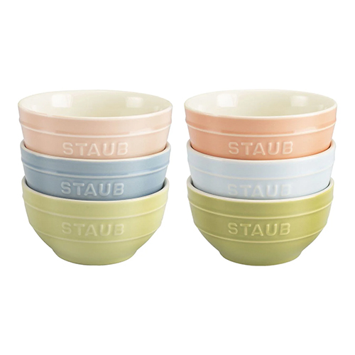 6pc Ceramique Macarons Bowl Set, Mixed Colors