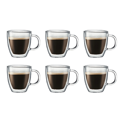 Bistro 6pc 10oz Double Wall Insulted Glass Mugs