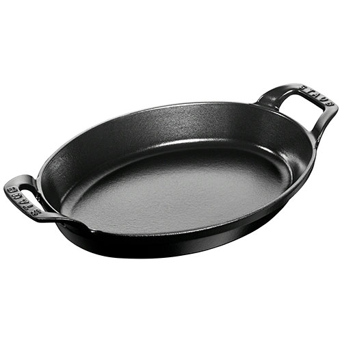11"x 8" Oval Cast Iron Baking Dish, Matte Black