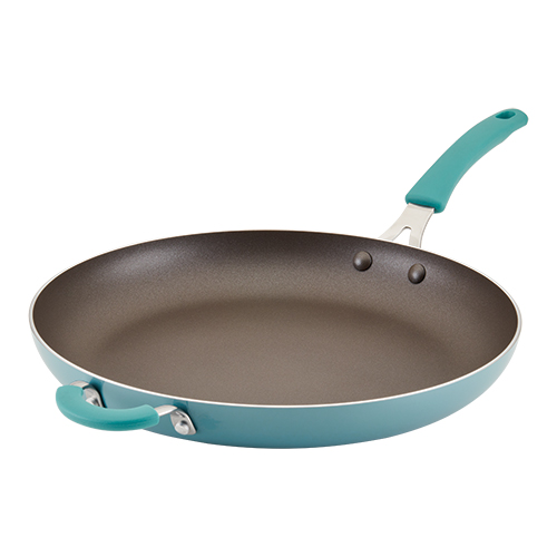 Cook + Create 14" Nonstick Fry Pan w/ Helper Handle, Agave Blue