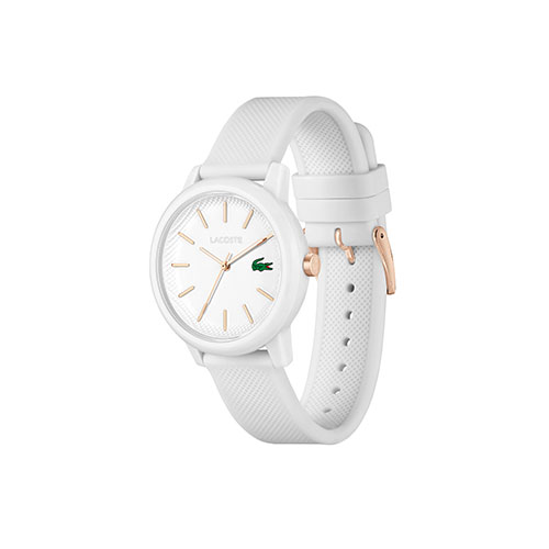 Ladies 12.12 Rose Gold & White Silicone Strap Watch, White Dial