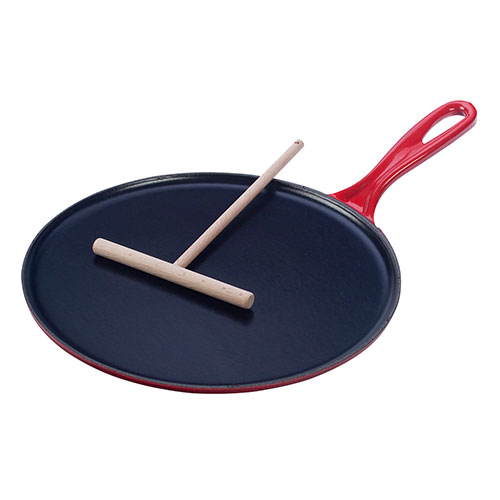 10.25" Traditional Cast Iron Crepe Pan, Cerise