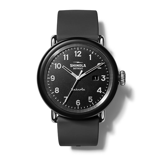 Unisex Model D Detrola Black Silicone Strap Watch, Black Dial