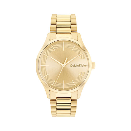 Unisex C Logo Gold-Tone Stainlesss Steel Watch, Gold Dial