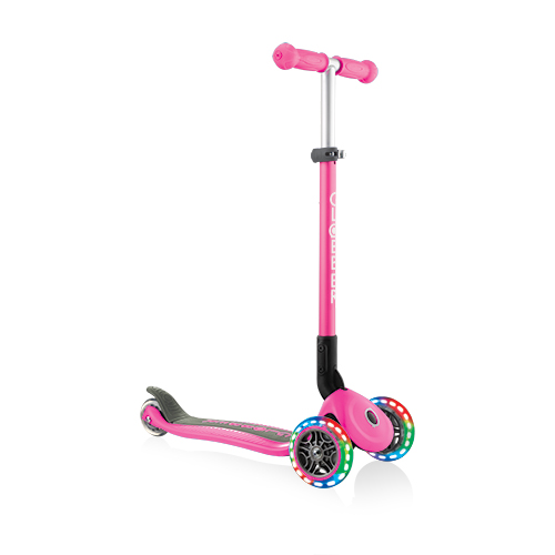 PRIMO Foldable Youth Scooter w/ Lights, Neon Pink