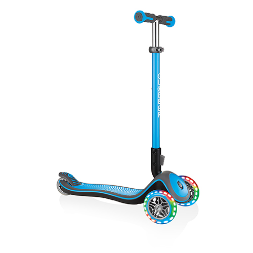 Elite Deluxe Foldable 3-Wheel Youth Scooter w/ Lights, Sky Blue