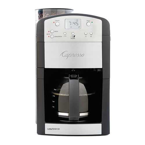 CoffeeTEAM GS 10 Cup Coffeemaker w/ Conical Burr Grinder, Black