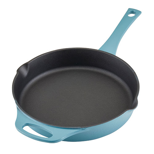 10" NITRO Cast Iron Fry Pan, Agave Blue