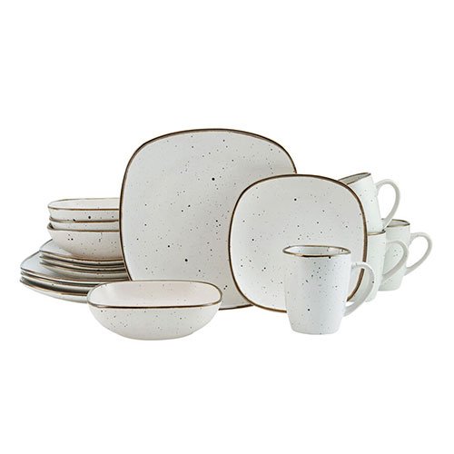 Decker White 16pc Stoneware Dinnerware Set
