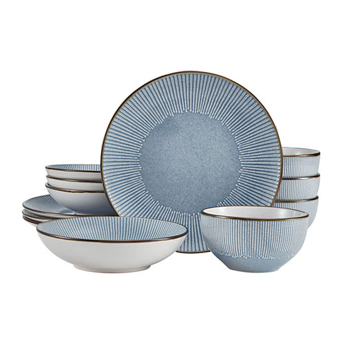 Arlie Blue 12pc Stoneware Dinnerware Set