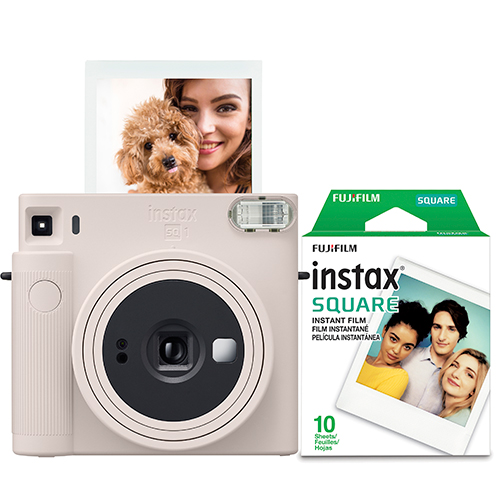 Instax Square SQ1 Instant Camera w/ 10 Count Film, Chalk White