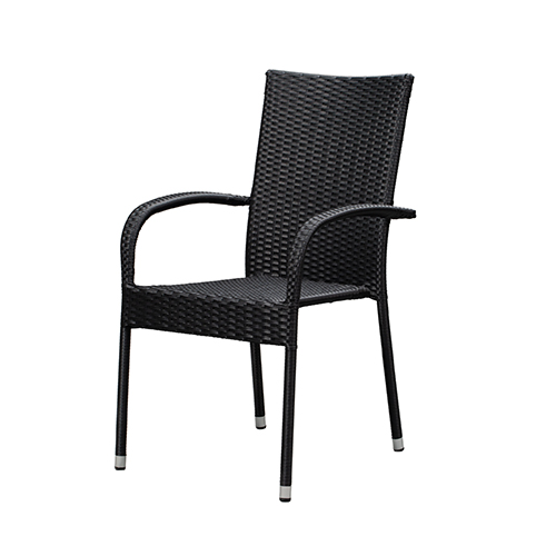 Morgan Outdoor Wicker Chair, Black, 4-Pack