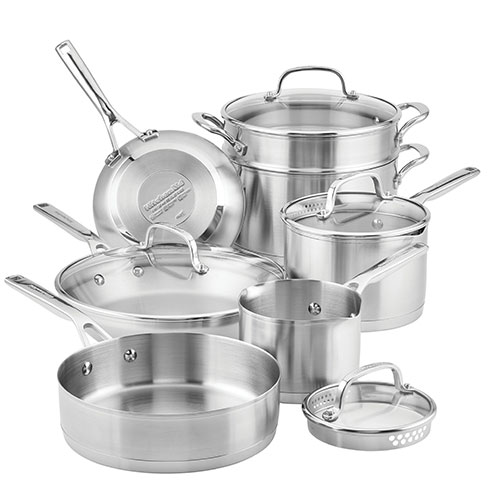 11pc Stainless Steel 3-Ply Cookware Set