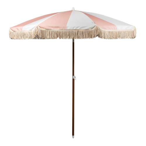Summerland Portable Beach Umbrella, Pink Salt Stripe