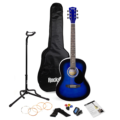 Acoustic Guitar Kit - Guitar/Stand/Tuner/Bag, Blue