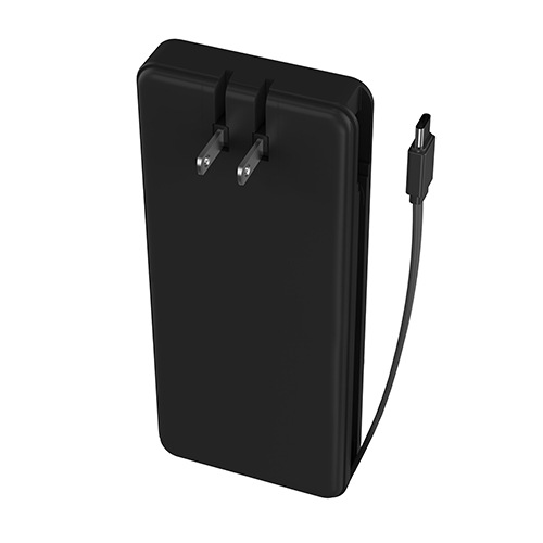 Amp Prong Max Portable Charger w/ Built-in USB-C Cable & Wall Plug