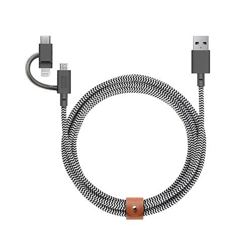 Belt Cable Universal 6.5ft 3-in-1 Charging Cable, Zebra
