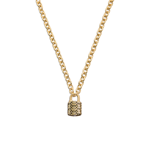 Quilted C Padlock Pendant Necklace