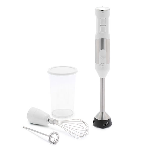 Variable Speed Immersion Hand Blender w/ Attachments, White