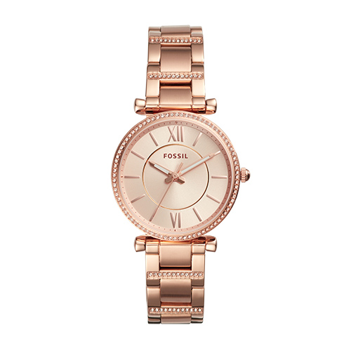 Ladies Carlie Rose Gold-Tone Crystal Bracelet Watch, Rose Gold Dial