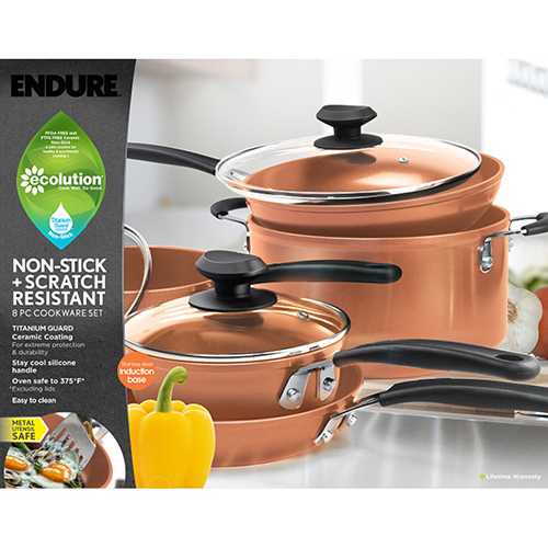 Endure Titanium Nonstick 8pc Cookware Set, Copper