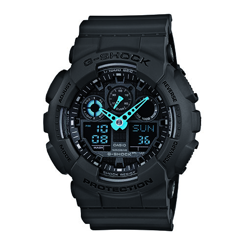 G-Shock Analog Digital Gray and Neon Blue Watch