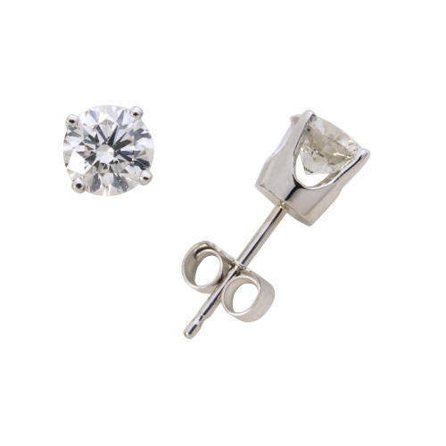 14k White Gold Diamond Solitaire Earrings, .15twt