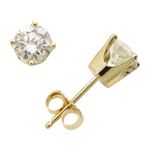 14k Yellow Gold Diamond Solitaire Earrings, .15twt