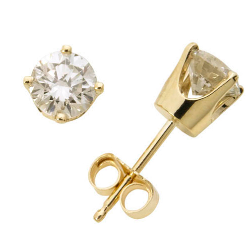 14k Yellow Gold Diamond Solitaire Earrings, .20twt