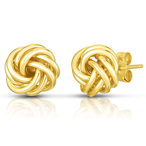 Sterling Silver Love Knot Earrings, Yellow Gold