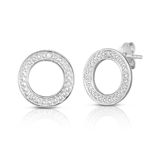 Diamond Sterling Silver Geometric Earrings