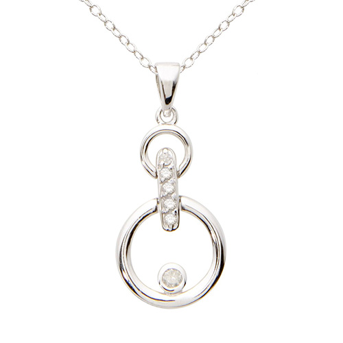 Sterling Silver Contemporary Diamond Necklace