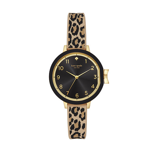 Ladies Park Row Leopard Print Watch, Black Dial