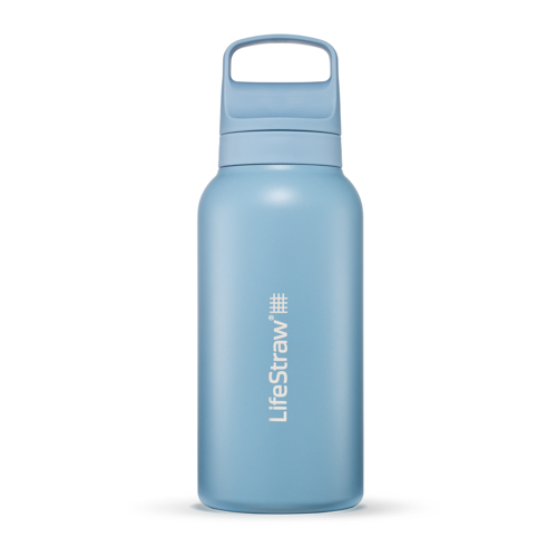 LifeStraw Go 1L Stainless Steel Filtered Water Bottle, Icelandic Blue