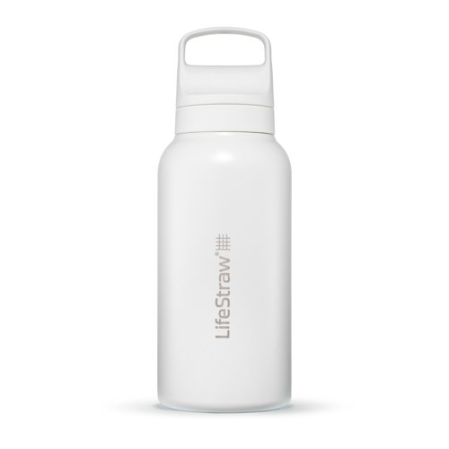 LifeStraw Go 1L Stainless Steel Filtered Water Bottle, Polar White