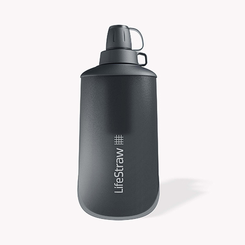 Peak 650ml Collapsible Squeeze Bottle w/ Filter, Dark Mountain Gray