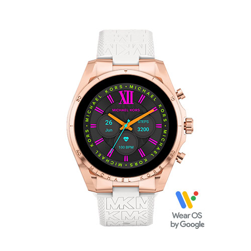 Unisex Gen 6 Rose Gold-Tone Smartwatch, White Logo Silicone Strap
