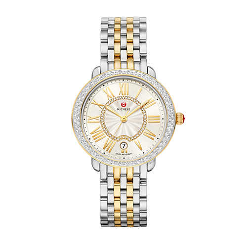 Ladies Serein Mid Two-Tone Diamond Watch, Silver White Dial