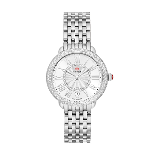 Ladies Serein Mid Silver-Tone 134 Diamond Watch, Silver White Dial