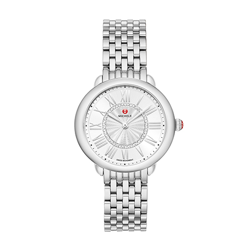 Ladies Serein Mid Silver-Tone 46 Diamond Watch, Silver White Dial