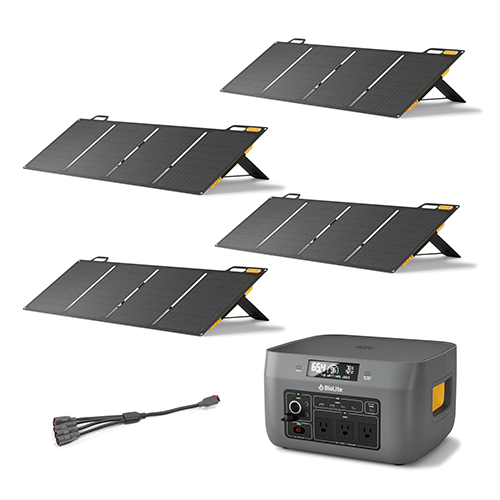 Solar Generator "Max" Kit - BaseCharge 1500, (4) SolarPanel 100, Chaining Cable