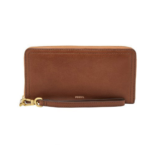 Logan Leather RFID Zip Around Clutch Wallet, Brown