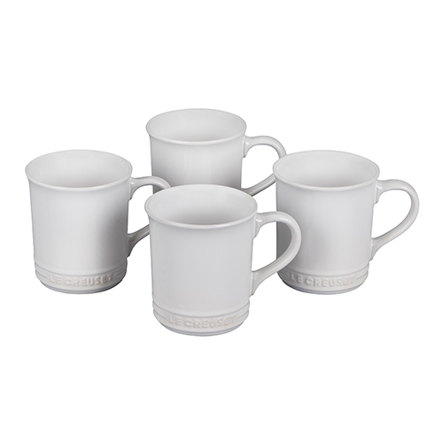 Set of 4 Stoneware Mugs, White