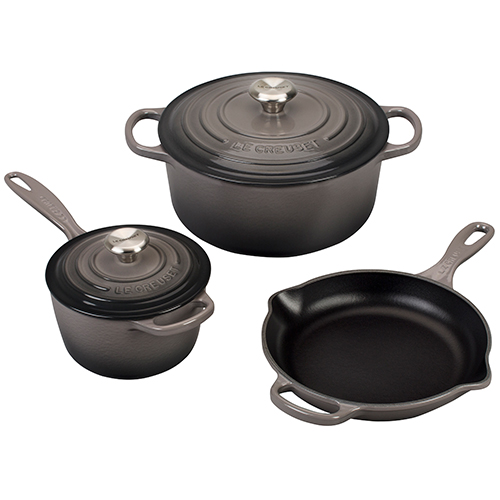 5pc Signature Cast Iron Cookware Set, Oyster