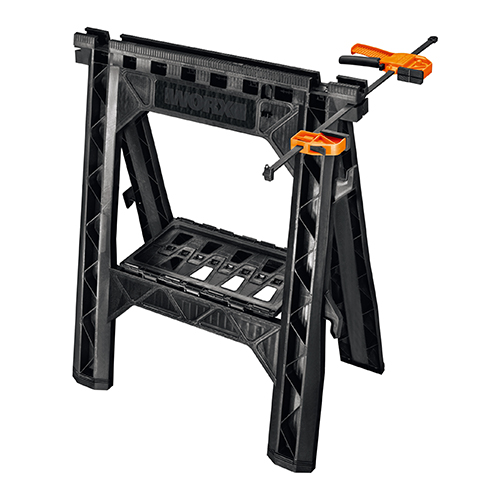 Set of 2 Clamping Sawhorses w/ 2 Bar Clamps