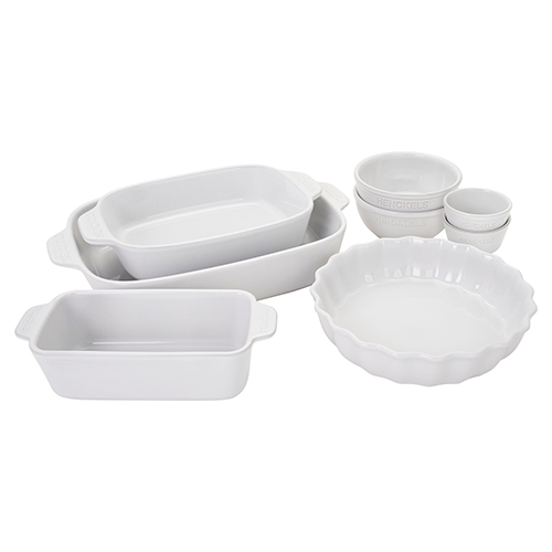 8pc Ceramic Mixed Bakeware & Serving Set, White