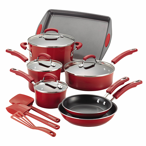 14pc Classic Brights Nonstick Cookware, Red Gradient