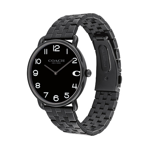 Mens' Elliot Black Stainless Steel Watch, Black Dial