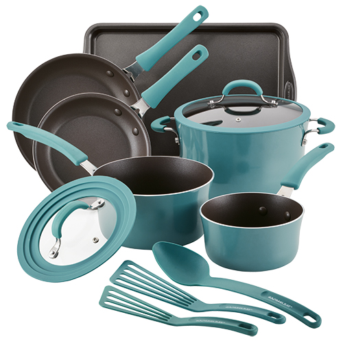 Cook + Create 11pc Nonstick Cookware Set, Agave Blue